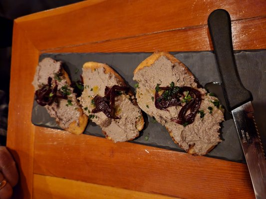 Photo of Tavola - Vancouver, BC, CA. Chicken Liver Crostini with Port Onions - Divine!