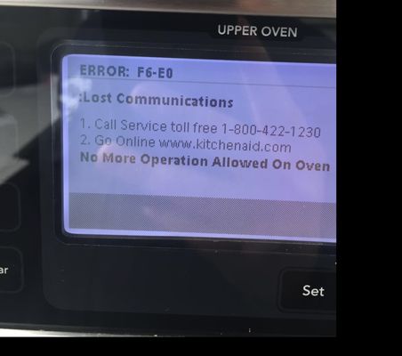 Photo of Gold Standard Appliance Repair - South San Francisco, CA, US. Whirlpool oven F6E0 error code.