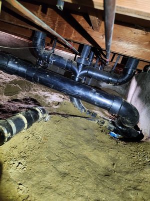 Photo of That's Good Drain & Rooter - Hercules, CA, US. Sewer line reroute through crawl space. Excavating access outside to avoid any damage to floors and for easy access in the future.
