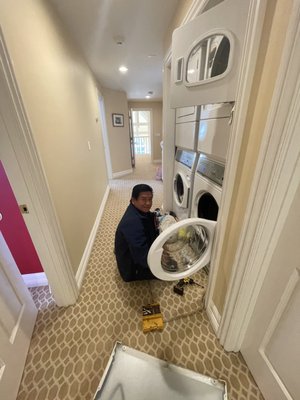 Photo of iTech Appliance Repair - San Leandro, CA, US. Working on a Speed queen washer and dryer, #Speed queen #washer #dryer