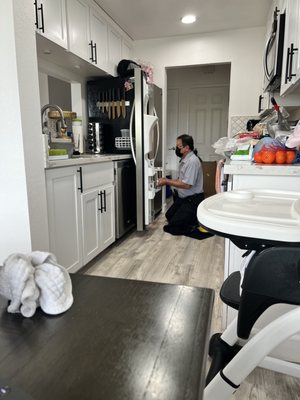 Photo of GARY’S In Home Appliances Repair Service - Hayward, CA, US. Gary practices COVID safety protocols and wears booties over his shoes.