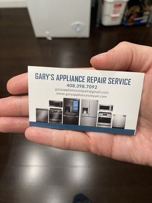 Photo of GARY’S In Home Appliances Repair Service - Hayward, CA, US. Business card