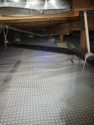 Photo of Crawlspace Clean - Danville, CA, US. Dimpled drainage mat that will be underneath encapsulation barrier.