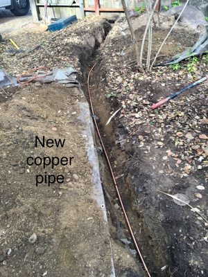 Photo of Pacific Drain & Rooter Service - El Sobrante, CA, US. New copper pipe to street.