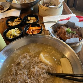 Korean cold noodles, pork galbi and short ribs