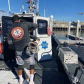 Onboard SFPD’s law enforcement high speed vessel, Adrian is removing a failing exhaust so we can build a new replacement.