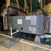Heat pump installation in Alameda. This is the indoor unit, aka air handler.
