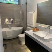 Complete re-plumbing of totally demoed and remodeled, luxury guest bathroom, including sink, shower head, bathtub and toilet.