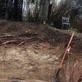 Septic tank below ground, with significant roots in system.