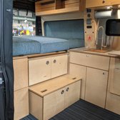 Finished Promaster 136" interior filled with comfort and capability. 