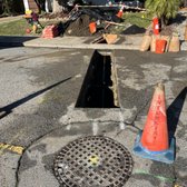 Open trench following the old pipe for removal and replacement 