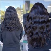 Hair extensions, before and after