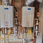 Dual tankless water heater installation