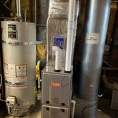 High Efficiency Furnace installation with whole house germicidal.  