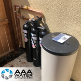 Combination system (whole home softener and filter) installed outside in San Joaquin county. 