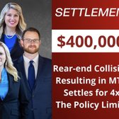 400,000 settlement for rear-end collision