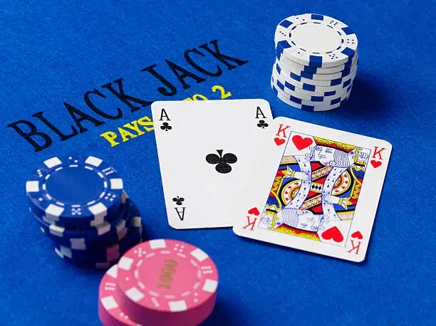 Blackjack cards and chips