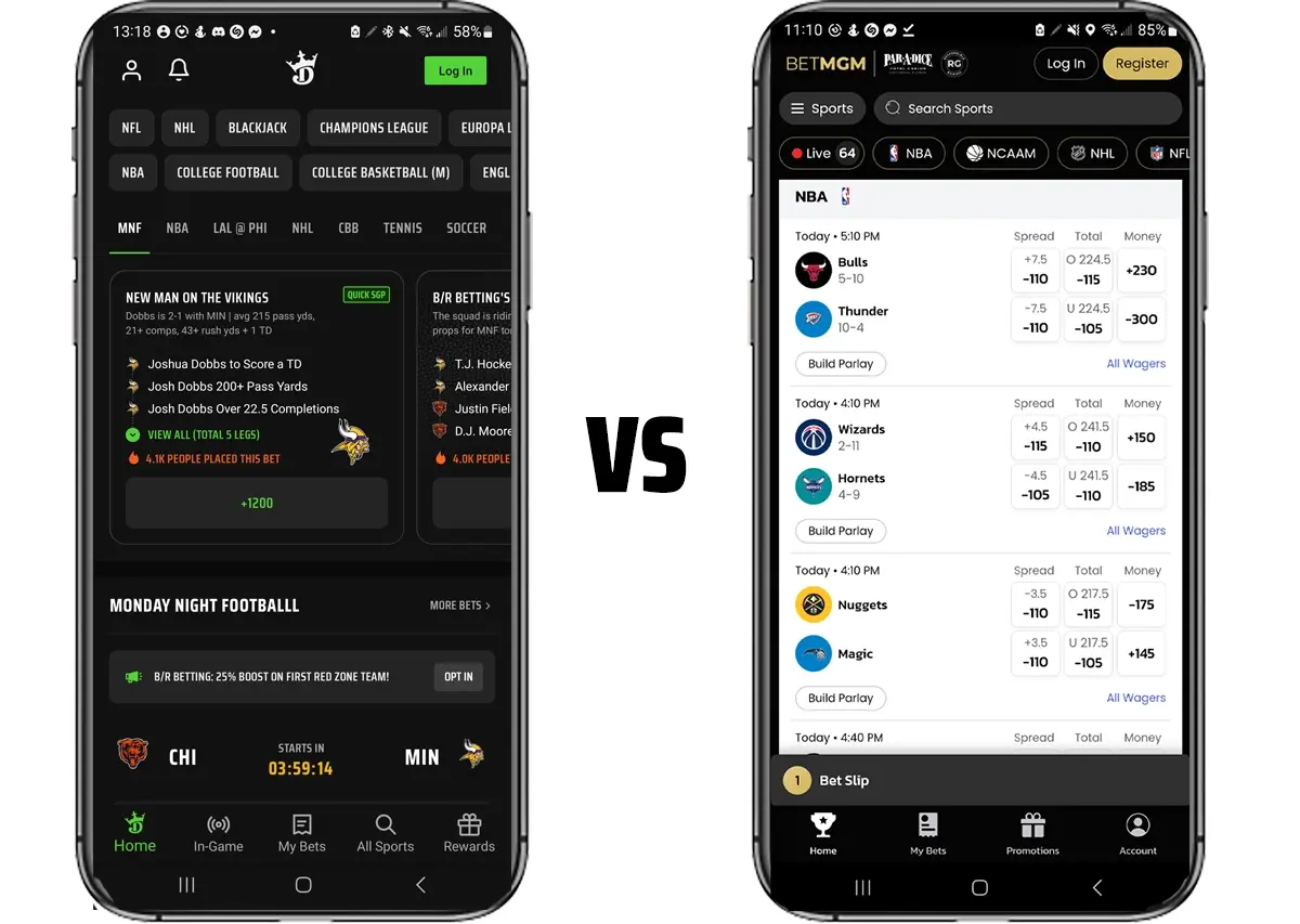 DraftKings vs. BetMGM Mobile App