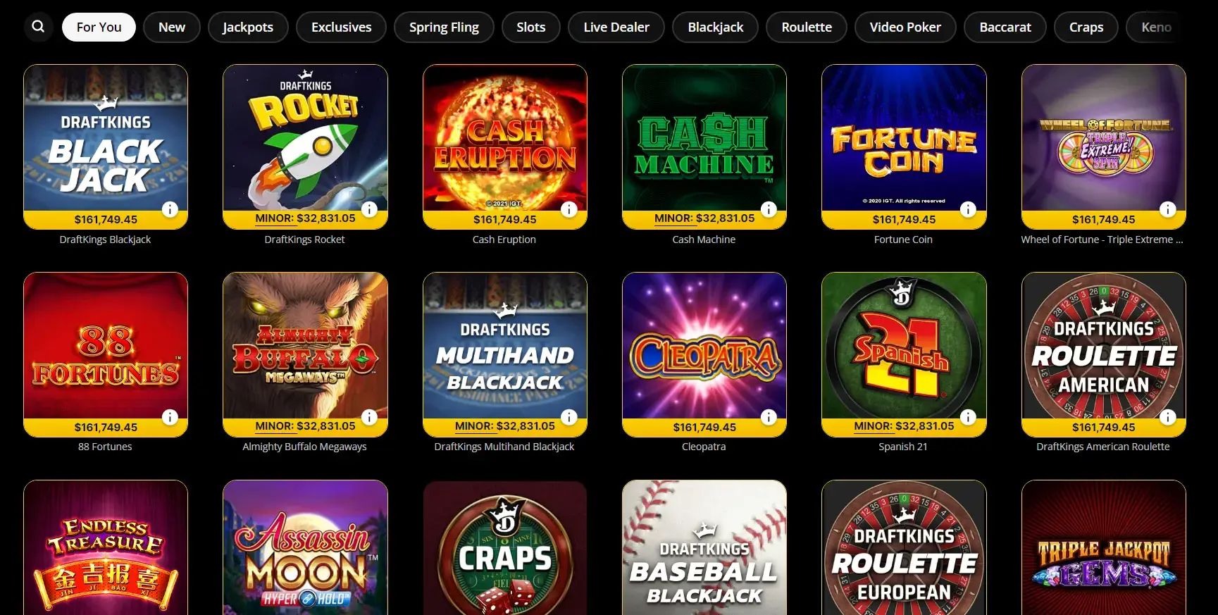 draftkings online casino games