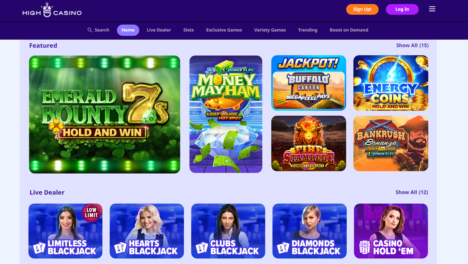 High 5 Sweepstakes Casino on desktop