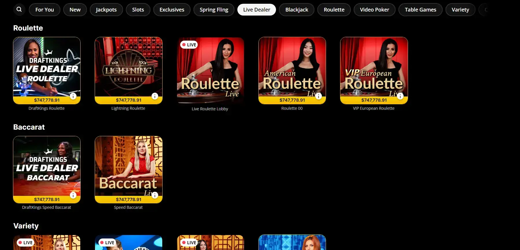 Live roulette online and other live dealer games at Golden Nugget Online Casino