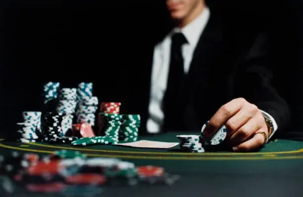 Gambler at the casino table