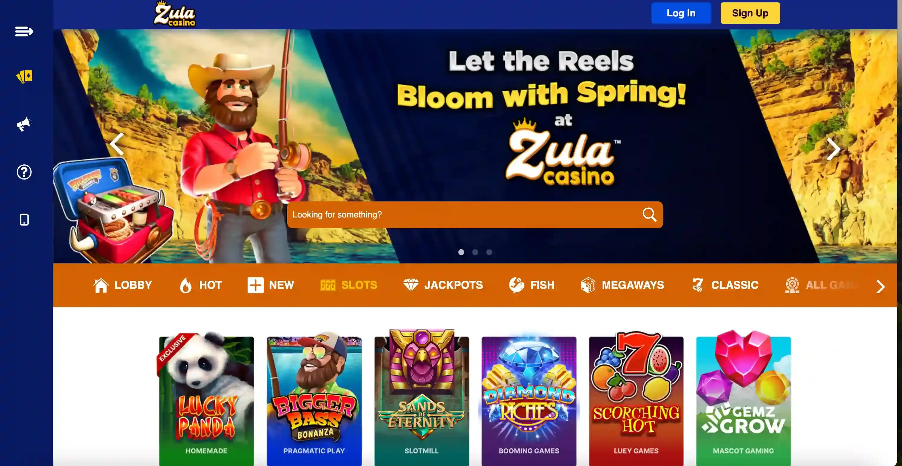 Zula Sweepstakes Casino on desktop