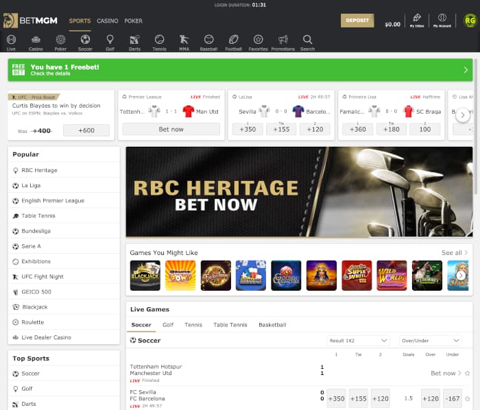 BetMGM Sportsbook for Desktop
