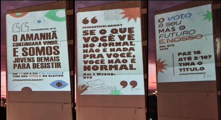 Campanha para jovens tirarem título de eleitor por fãs do BTS em Porto Alegre