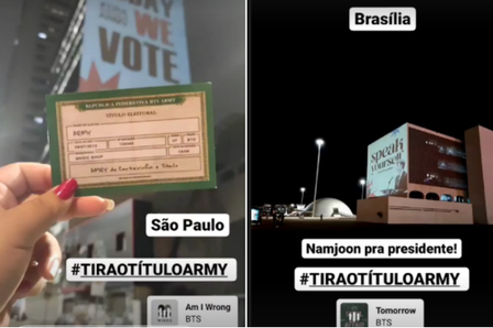 Campanha para jovens tirarem título de eleitor por fãs do BTS em São Paulo e Brasília