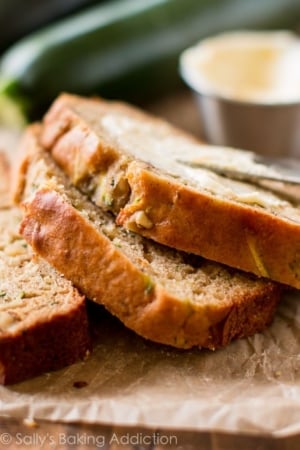 slices of Greek yogurt zucchini bread