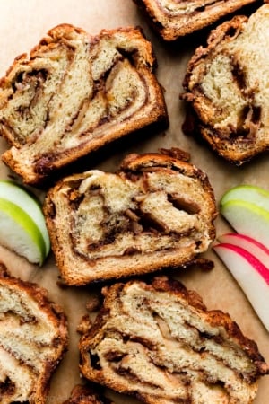 slices of apple cinnamon babka