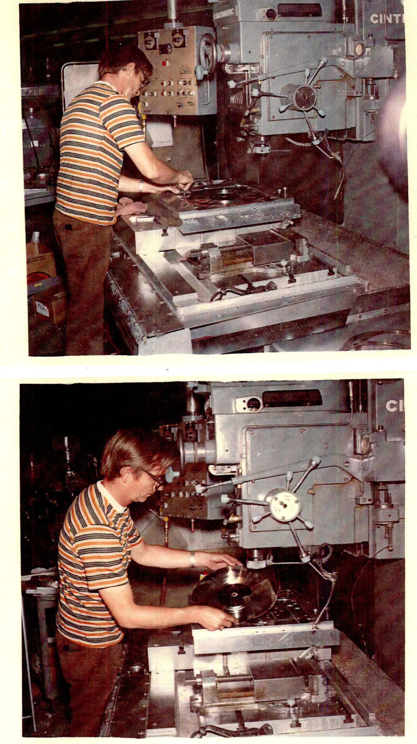 A man works with the Golden Record in a machine shop.