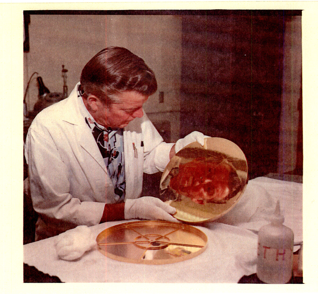 A man's face is reflected in the shiny Golden Record cover.