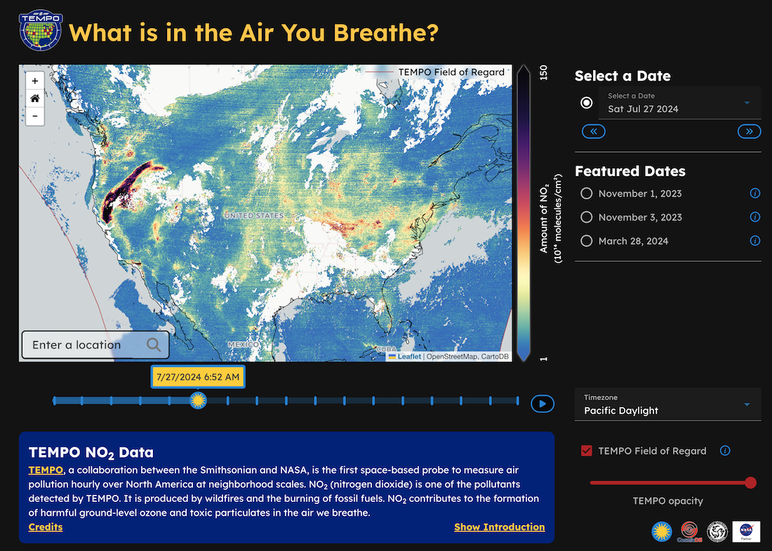 New TEMPO Cosmic Data Story Makes Air Quality Data Publicly Available