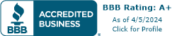 ACCREDITED BUSINESS. BBB Rating A+ As of 09/19/2024. Click for profile