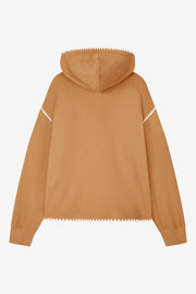 Hinteransicht VOGUE Hoodie in Camel mit Logo-Stickereien: VOGUE Hoodie Camel mit Stickereien