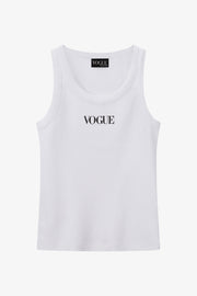 Camiseta de tirantes VOGUE blanca con logo estampado