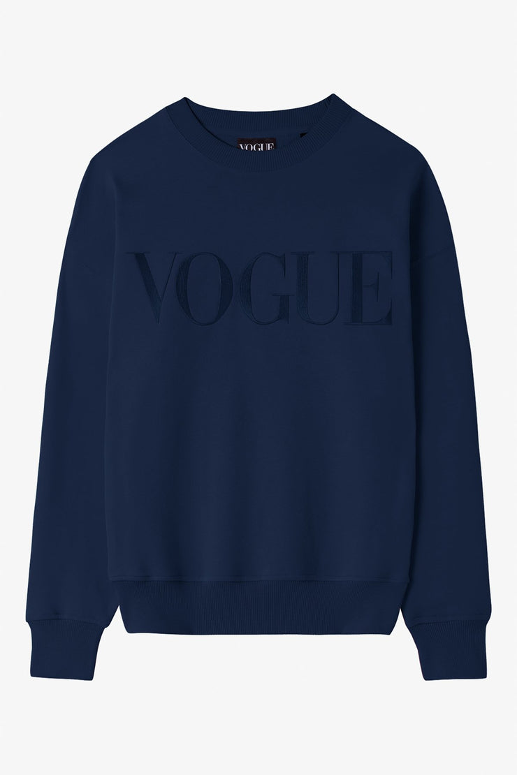 Sudadera VOGUE Collection Oficial color azul marino con logotipo bordado