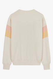 Sudadera VOGUE crema con logo rainbow pastel y detalle en mangas