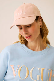 Cappellino VOGUE rosa chiaro con logo ricamato tono su tono