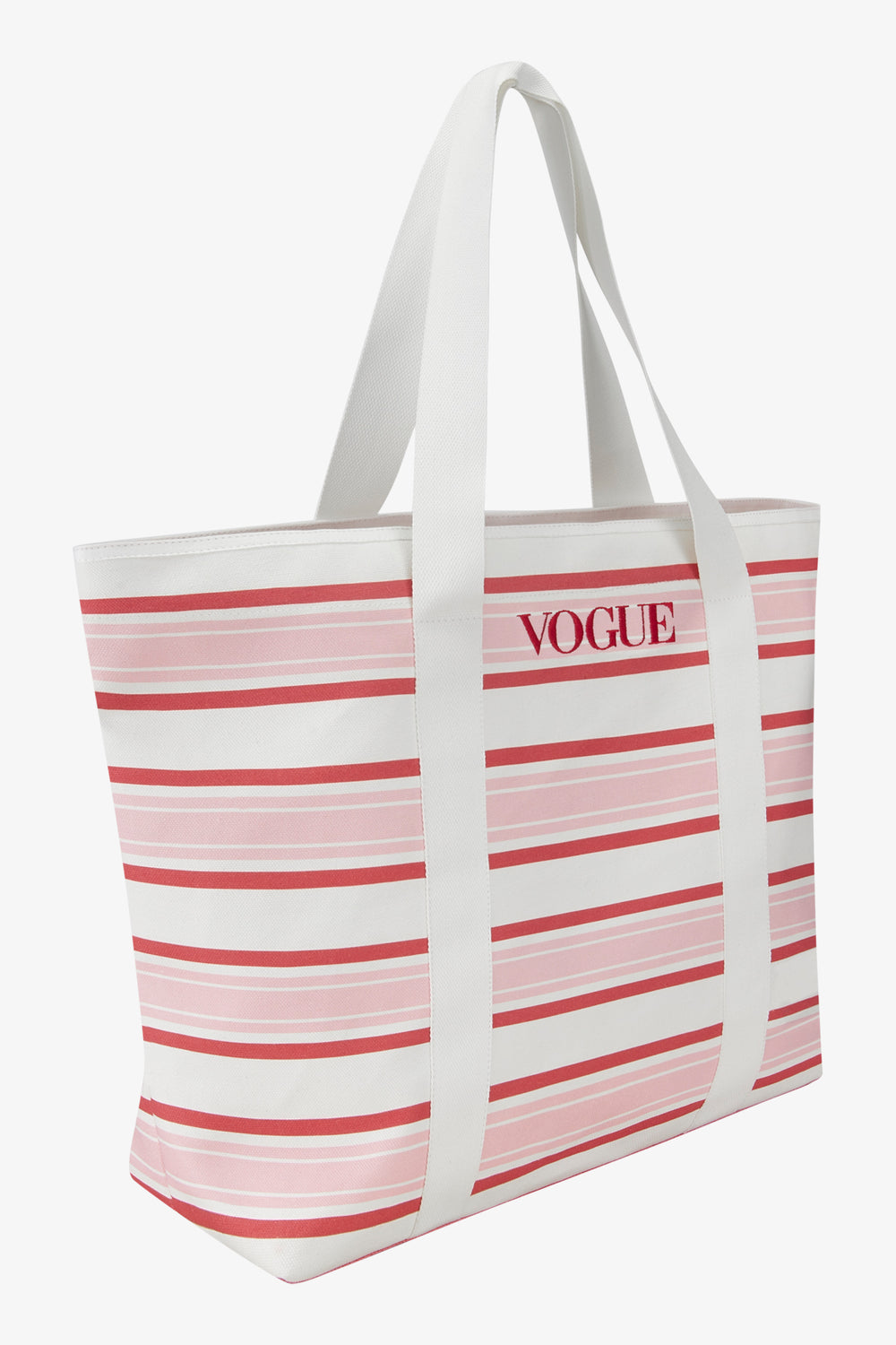 Borsa VOGUE crema a righe rosse con logo ricamato