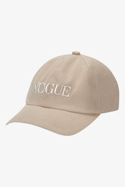 Cappellino VOGUE Stripes Edition beige con logo ricamato bianco