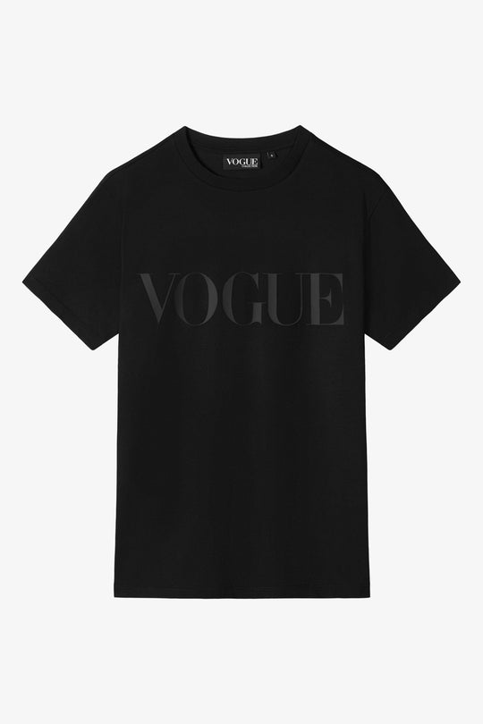 VOGUE T-Shirt Schwarz mit tonalem Logo-Print: Schwarzes T-Shirt mit Rundhalsausschnitt