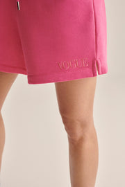 Pantaloncini VOGUE Spring rosa con logo ricamato colorato