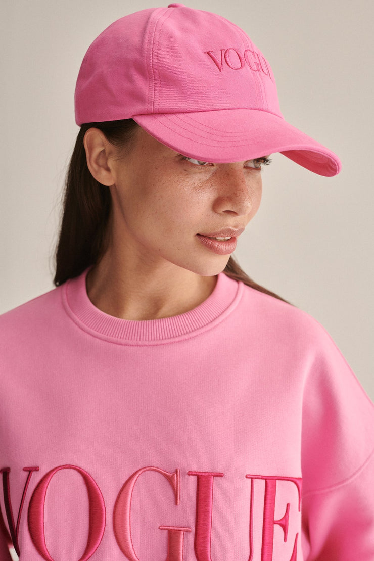 Felpa VOGUE Spring rosa con logo ricamato colorato