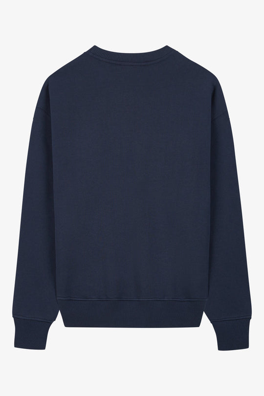 Rückansicht des VOGUE Sweatshirt Navy mit Logo-Stickerei: Dunkelblauer Pullover ohne Rückendetail