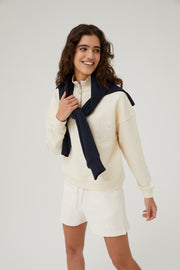 Felpa con zip VOGUE Whites crema con logo ricamato