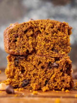 stacked crockpot pumpkin bread slices