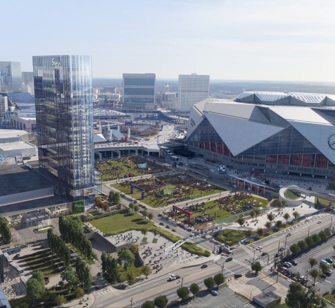 Hilton Honors - Aerial view of Downtown With Signia Hotel and Mercedez-Benz stadium
